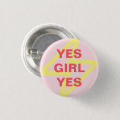 feministisch meisje met ronde knop button 3,2 cm (Voorkant /achterkant)