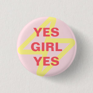 feministisch meisje met ronde knop button 3,2 cm