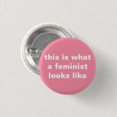 feministisch meisje met ronde knop button 3,2 cm (Voorkant /achterkant)