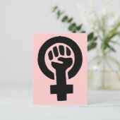 Feministisch meisjessymbool met roze achtergrond briefkaart (Staand voorkant)
