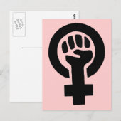 Feministisch meisjessymbool met roze achtergrond briefkaart (Voorkant / Achterkant)
