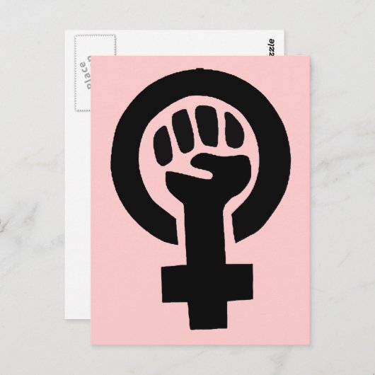Feministisch meisjessymbool met roze achtergrond briefkaart (Voorkant / Achterkant)