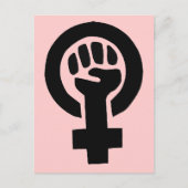 Feministisch meisjessymbool met roze achtergrond briefkaart (Voorkant)