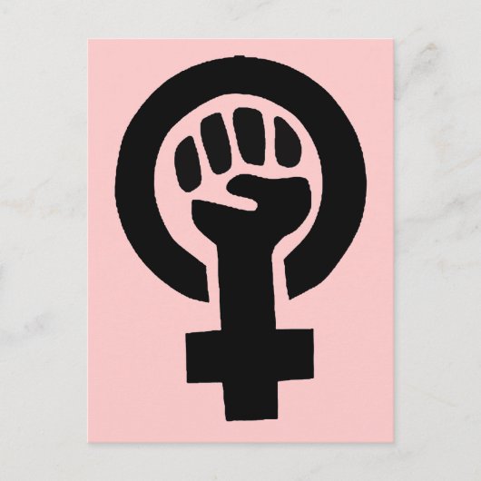 Feministisch meisjessymbool met roze achtergrond briefkaart (Voorkant)