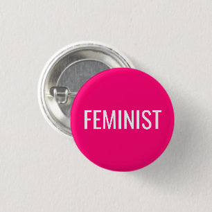 Feministisch roze fuchsia magenta white modern ronde button 3,2 cm