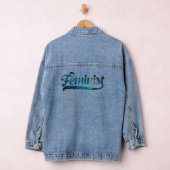 Feministisch ruimtevaartgalaxiale patroon denim jacket (Hangar)