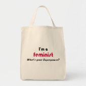Feministisch superenergieroze slogan tote bag (Voorkant)