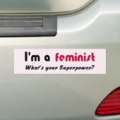 Feministisch superkrachtige slogan roze bumpersticker (Op auto)