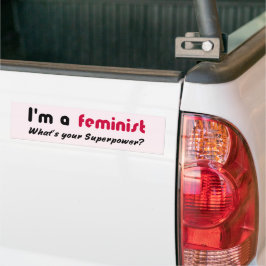Feministisch superkrachtige slogan roze bumpersticker