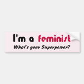 Feministisch superkrachtige slogan roze bumpersticker (Voorkant)