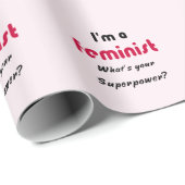 Feministisch superkrachtige slogan roze cadeaupapier (Rol Hoek)
