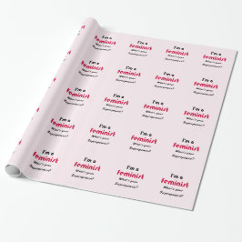 Feministisch superkrachtige slogan roze cadeaupapier