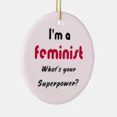 Feministisch superkrachtige slogan roze keramisch ornament (Rechts)