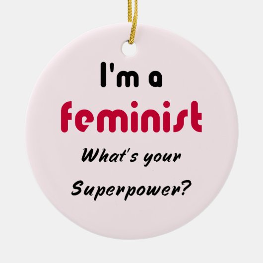 Feministisch superkrachtige slogan roze keramisch ornament (Voorkant)