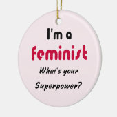Feministisch superkrachtige slogan roze keramisch ornament (Links)