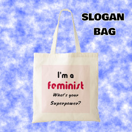 Feministisch superkrachtige slogan roze tote bag