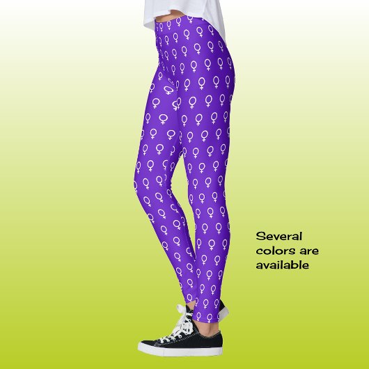 Feministisch symbolenpatroon modern paarse leggings
