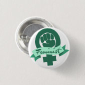 Feministisch symbool in het blauwgroen ronde button 3,2 cm (Voorkant /achterkant)