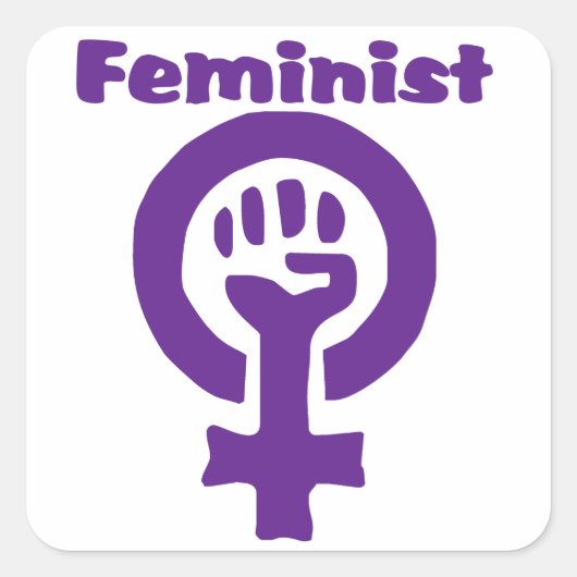 Feministisch Symbool in het Paars Vierkante Sticker (Voorkant)