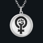 Feministisch symbool Logo Zilver Vergulden Ketting<br><div class="desc">Feminisme-design</div>