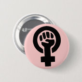 Feministisch symbool met roze achtergrond ronde button 5,7 cm (Voorkant /achterkant)