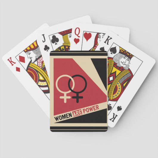Feministisch symbool zwart rood "vrouwen zijn mach pokerkaarten (Achterkant)