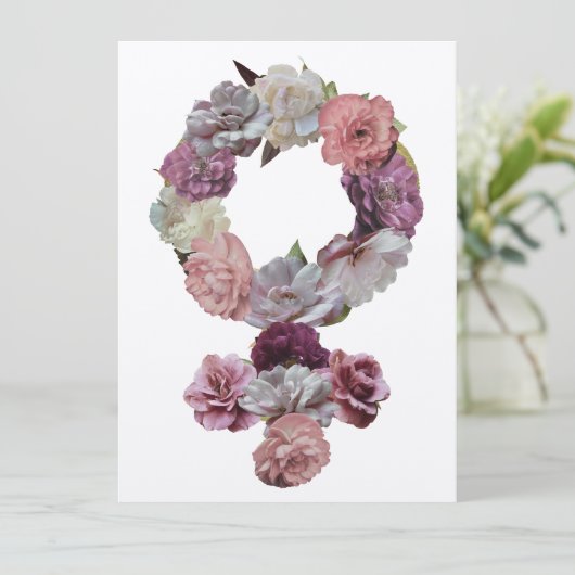 Feministisch venus-symbool met bloemen voor vrouwe (Staand voorkant)