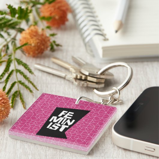 Feministisch vrouwen vrouwelijk meisje me te sleutelhanger (Voorkant Rechts)