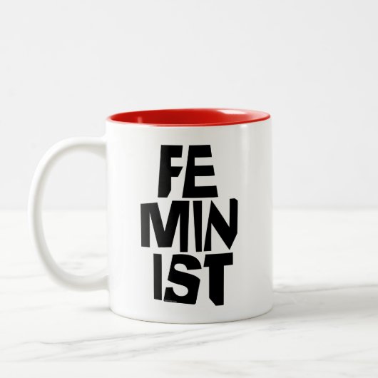 Feministisch vrouwen vrouwelijk meisje me te tweekleurige koffiemok (Links)