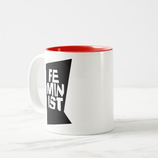 Feministisch vrouwen vrouwelijk meisje me te tweekleurige koffiemok (Voorkant links)