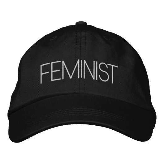 Feministisch zwart wit modern geborduurde pet (Voorkant)