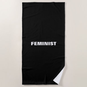 "Feministisch" zwarte witte letters Strandlaken
