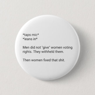 Feministische badge - stemrecht ronde button 5,7 cm