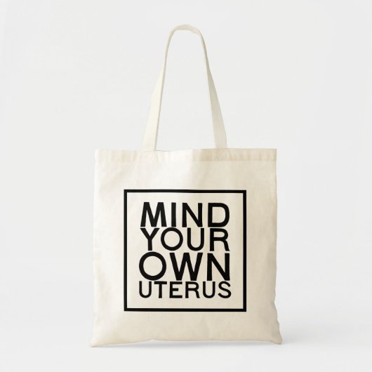 Feministische Canvas tas - let op je eigen baarmoe (Voorkant)