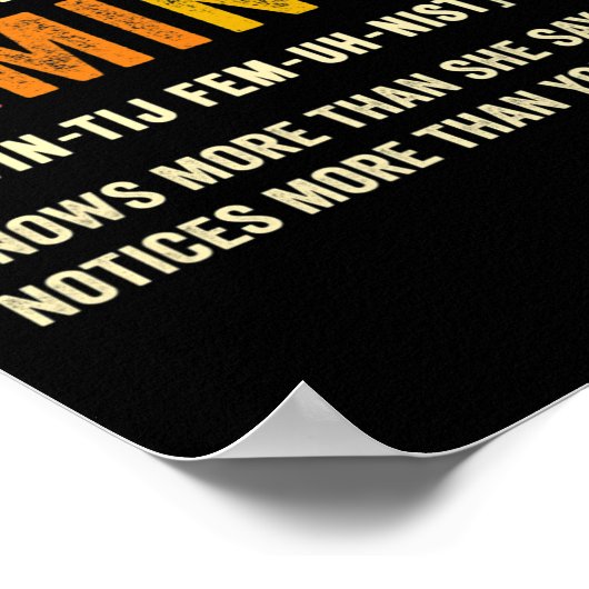 Feministische definitie weet meer dan ze retro zeg poster (Hoek)