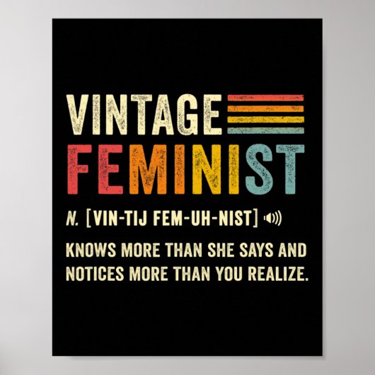 Feministische definitie weet meer dan ze retro zeg poster (Voorkant)