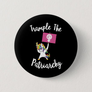 Feministische eenhoorn vertrapt de patriarchale ac ronde button 5,7 cm