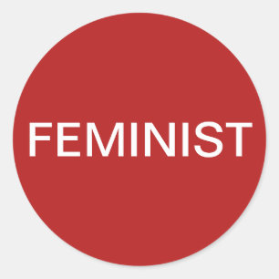 Feministische, gedurfde witte tekst op rode sticke ronde sticker