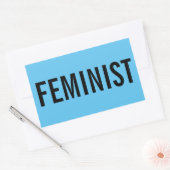 Feministische, gedurfde zwarte tekst op hemelsblau rechthoekige sticker (Envelop)