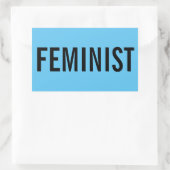 Feministische, gedurfde zwarte tekst op hemelsblau rechthoekige sticker (Tas)