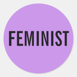 Feministische, gedurfde zwarte tekst op lavendel s ronde sticker