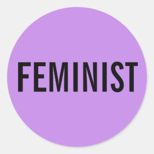 Feministische, gedurfde zwarte tekst op lavendel s ronde sticker