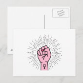 Feministische hand met symbool voor vrouw briefkaart (Voorkant / Achterkant)