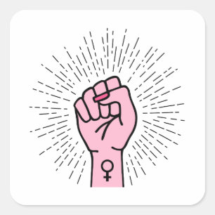 Feministische hand met symbool voor vrouw vierkante sticker
