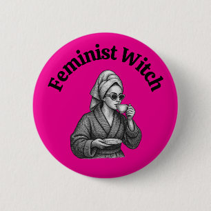 Feministische Heks Anti Trump Politieke Koffielief Ronde Button 5,7 Cm