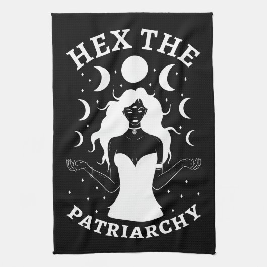 Feministische heks - Hex the Patriarchy II Theedoek (Verticaal)