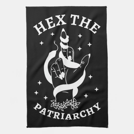 Feministische heks - Hex the Patriarchy III Theedoek (Verticaal)