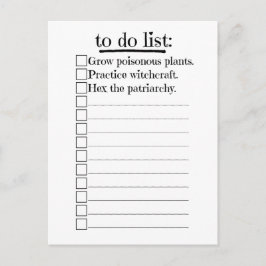 Feministische heks om lijst te doen briefkaart