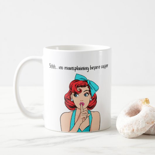 Feministische Humor Mok Geen Mansplaining voor de  (Met donut)