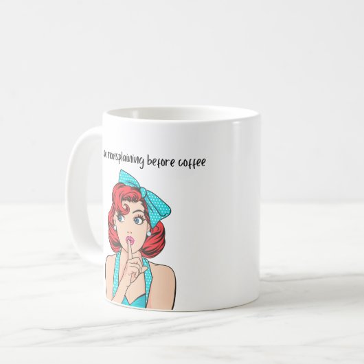 Feministische Humor Mok Geen Mansplaining voor de  (Voorkant links)